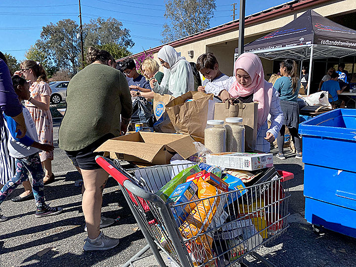 Members of the Church of Jesus Christ of Latter-day Saints helped collect and sort the food.